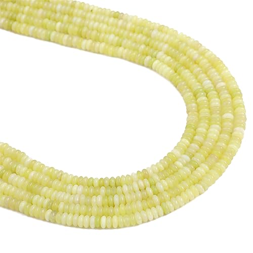 BEADIA Natural Lemon Jade Spacer Beads Caps Rondelle Disk Loose Beads for Beading Jewelry Making 4mmx2mm 38cm - color: Lemon Jade, size: Rondelle Disk 4mm x 2mm