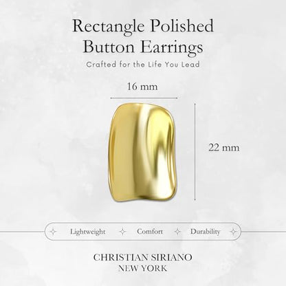 18K Gold Plated Sterling Silver Earrings for Women – Pure & Polished, Twist, Square, Hinged Tube, Abstract & Heart Shape Hoops – Lightweight, Hypoallergenic, Non-Tarnish Jewelry (Sizes: 3x35mm-46x30mm) - color: Gold, size: Rectangular Shape (22 x 16mm)