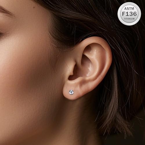 20G 18G 16G Titanium Earrings Studs Set for Sensitive Ears Hypoallergenic Piercing Jewelry Internally Threaded Cartilage Conch Helix Rook Tragus Earring Hoop Eyebrow For Women Men Ball 3-6mm - size: 16G-6MM