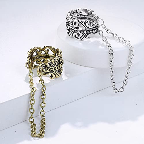 Pierced Owl Celtic Heart Filigree Non-Piercing Cartilage Ear Cuff with Dangling Chain