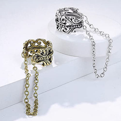 Pierced Owl Celtic Heart Filigree Non-Piercing Cartilage Ear Cuff with Dangling Chain