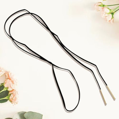 Faux Suede Thin Choker Necklace Gothic Bow knot Collar Chain Black Adjustable PU Leather Cord Necklace Velvet Long Wrap Rope Collar Tie Neck Chain with Gold Tube Ribbon for Women Party Prom