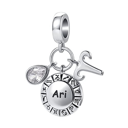 NanMuc Constellation Charm for Women Bracelets Horoscope Zodiac Sign Teardrop Birthstone Birthday Anniversary Dangle Bead for Mom Grandma - style: Aries(3.21-4.20)