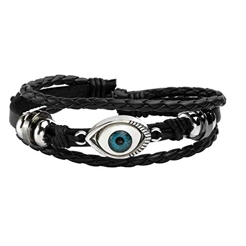 6-12PCS Braided Faux Leather Bracelet Punk Cuff Wrap Bracelets for Men Women Adjustable - color: E:6pcs