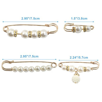 8 PCS Pearl Brooch Pins, Faux Pearl Rhinestones Brooches, Secure Safety Pins for Dresses, Sweaters, Scarves & Cardigans - color: Style 2