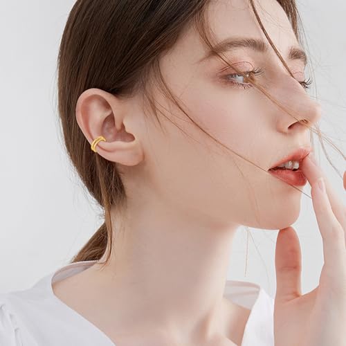 KECHO 14K Gold Ear Cuff Earrings Hypoallergenic Non Piercing Cartilage Earring Jewelry Gifts for Women - style: Double Hoop