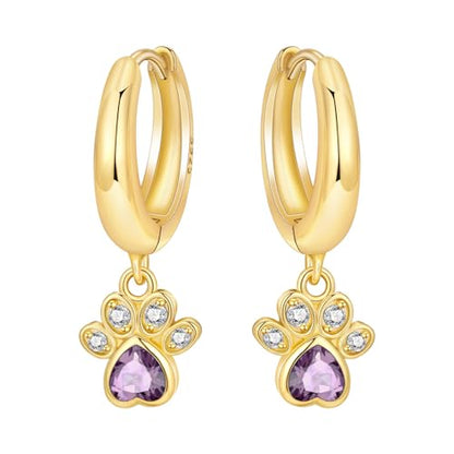 925 Sterling Silver Hoop Earrings Drop Dangle Earrings for Women Hypoallergenic Earring Trendy Huggie Earring Cute Graduation Birthday Gifts Jewelry for Women - color: Cat paw earrings