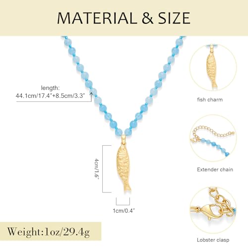 YUJIE Colorful Beaded Necklace for Women, Chunky Boho Choker with Large Gold Puffy Heart Pendant, Trendy Summer Beach Y2K Statement Jewelry Gift - color: sardine