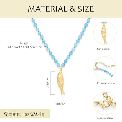 YUJIE Colorful Beaded Necklace for Women, Chunky Boho Choker with Large Gold Puffy Heart Pendant, Trendy Summer Beach Y2K Statement Jewelry Gift - color: sardine