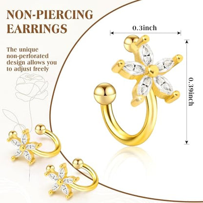 Ear Cuff Earrings with Fake Diamond for Women Non Piercing Fake Earring Cuff Clip On Earring Cuffs Non Pierced for Renaissance Costume,Rave Outfits,Birthday Dress,Women Gift - color: Gold