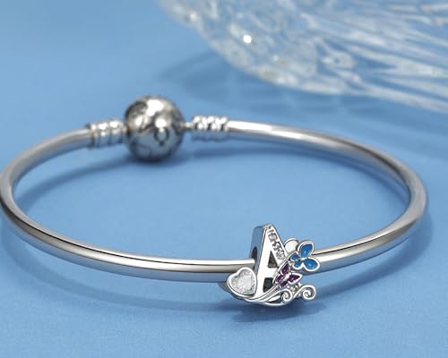 S925 Silver Butterfly Initial Letter Charms Fit for Pandora Charms Bracelets and Necklace Alphabet Bead Charms Jewelry Gifts for Women - color: A