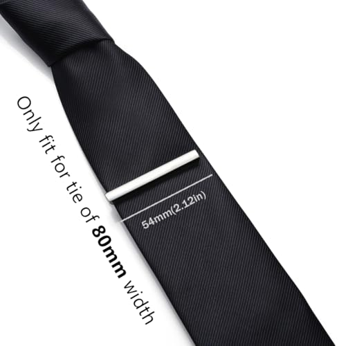 HONEY BEAR 2.12" Standard Tie Clip Bar 3-Piece Set for Men Wedding Business | Classic Minimalist, Steel-Plated Copper Base, Gift-Boxed, Thickened, Rounded Corners, Easy to Slide On, No Snag or Wrinkle - style: Shinny Silver with box