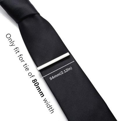 HONEY BEAR 2.12" Standard Tie Clip Bar 3-Piece Set for Men Wedding Business | Classic Minimalist, Steel-Plated Copper Base, Gift-Boxed, Thickened, Rounded Corners, Easy to Slide On, No Snag or Wrinkle - style: Shinny Silver with box