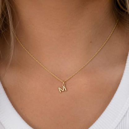 Gold Puffed Initial Letter Charm - 10 Karat Gold - 3D Bubble Letter Pendant - style: Letter m