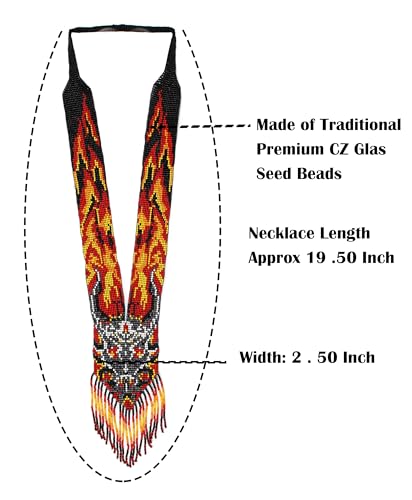 Long Beaded Necklace – Boho Native Handmade Seed Bead Tassel Necklace, Bohemian Large Statement Beaded Necklace for Women and s - color: Pattern 2