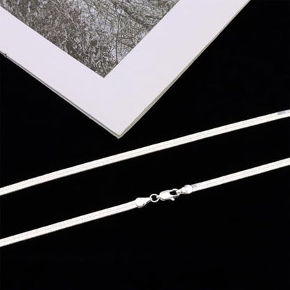 925 Sterling Silver Chain Necklace for Women 16-24 Inch Silver Jewelry Gift - size: 20 Inch, style: Square Snake Chain