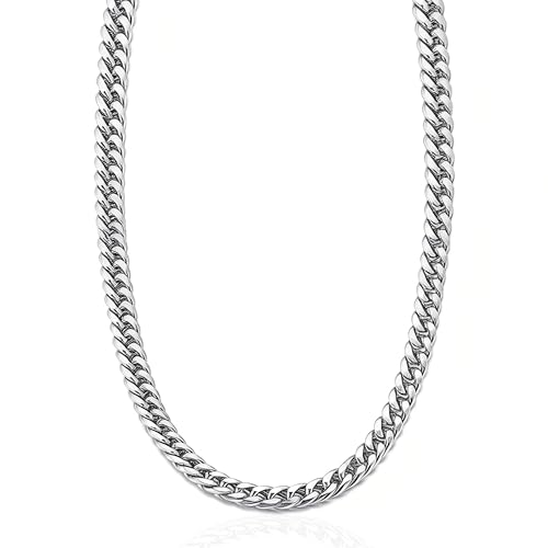 Cuban Link Chain Necklace for Men Women, 316L Stainless Steel Miami Curb Chain, 6mm/8mm Width, 18/20/22/24 Inch, Tarnish Resistant Hip Hop Jewelry with Gift Box
