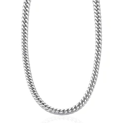 Cuban Link Chain Necklace for Men Women, 316L Stainless Steel Miami Curb Chain, 6mm/8mm Width, 18/20/22/24 Inch, Tarnish Resistant Hip Hop Jewelry with Gift Box