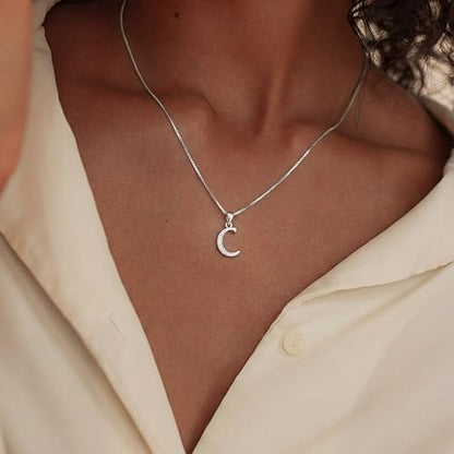 Initial Necklace for Women, 14K Gold Silver Plated Box Chain Letter Pendant, Trendy Name Necklace, Dainty Personalized Charm Jewelry Gift for Her - color: Silver, style: C
