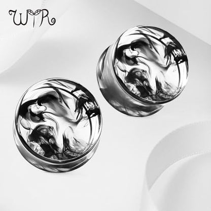 WYR Acrylic Ear Gauge 4pc Set (2 Hollow & 2 Solid): Lightweight Hypoallergenic Ear Plugs for Daily Wear & Piercing Expansion - color: Grey, size: 0g(8mm)
