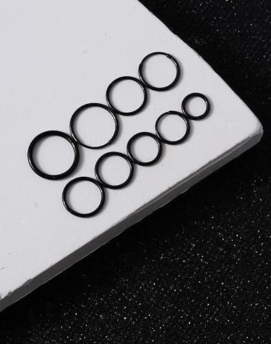 316L Stainless Steel Hoop Earrings, Hinged Segment Earrings Hoop, Cartilage Helix Conch Daith Septum Earrings Hoops - color: Black, size: 1.6*12mm