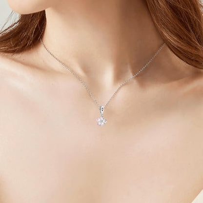 925 Sterling Silver Charms fits Bracelets and Necklace Pendant Bead Charms Jewelry Gift for Women Family Friends - style: Cherry Blossom Pink Charm