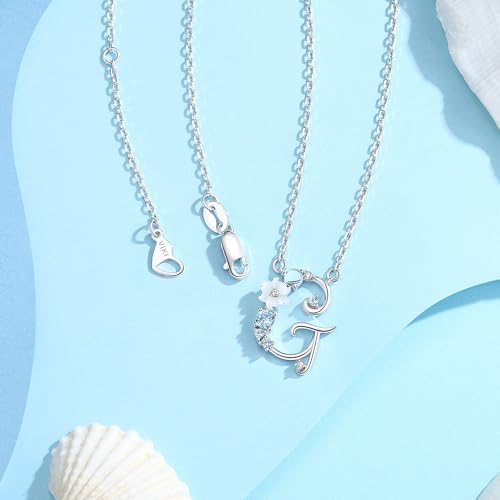 VIKI LYNN Initial Necklace for Women 925 Sterling Silver Initial A to Z Letter Pendant Necklace with Blue Flower Cubic Zirconia Birthday Engagement Gift for Women,Mom, Couple - style: Letter G