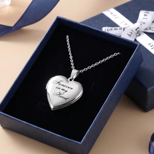 PHOCKSIN Personalized Locket Necklace for Women Photo Necklace with Customized Picture Birth Flower Birthstone Customizable Birthday Gifts - color: #03-Heart Forever In My Heart