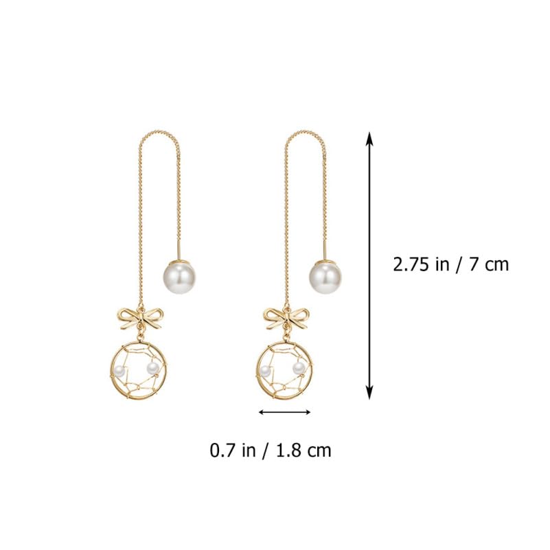 1Pair Chic Net Shaped for Women Creative Pearl Ear Pendants Simple Fashion Occasions Elegant Evening Dress Accessories