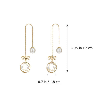 1Pair Chic Net Shaped for Women Creative Pearl Ear Pendants Simple Fashion Occasions Elegant Evening Dress Accessories