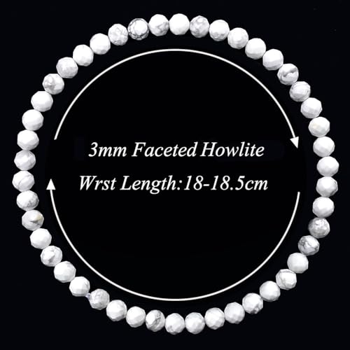MASSIVE BEADS Natural Genuine Gemstone Beads Healing Crystal Chakra Reiki Jewelry Faceted Round Beads Bracelets 3mm - color: Howlite
