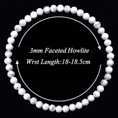 MASSIVE BEADS Natural Genuine Gemstone Beads Healing Crystal Chakra Reiki Jewelry Faceted Round Beads Bracelets 3mm - color: Howlite