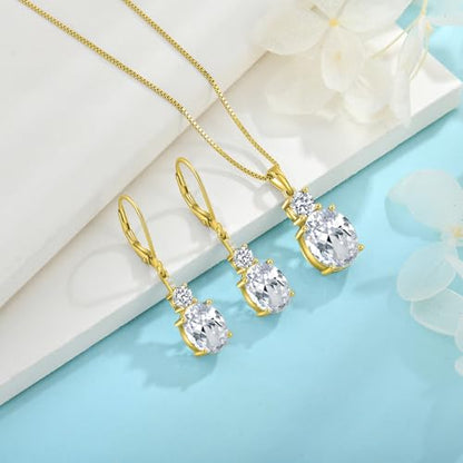 Birthstone Necklace for Women 925 Sterling Silver | Oval Cut Pendant Necklace, Jewelry for Mom Wife - color: Gold