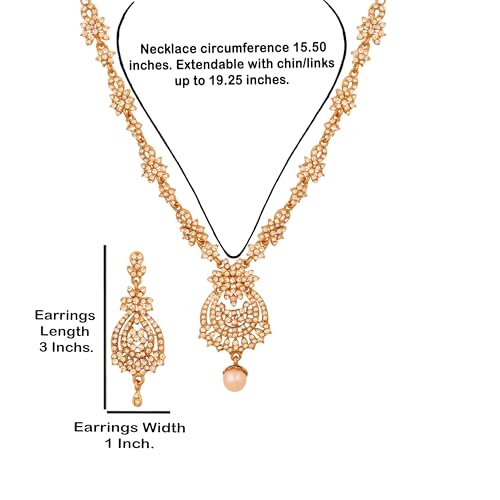 Touchstone Indian jewelry sets for women maang tikka wedding guest gold necklace bollywood jewellery set pageant elegant prom bride accessories western crystal chunky rhinestone necklaces - color: 5 White in gold plating pearl drop