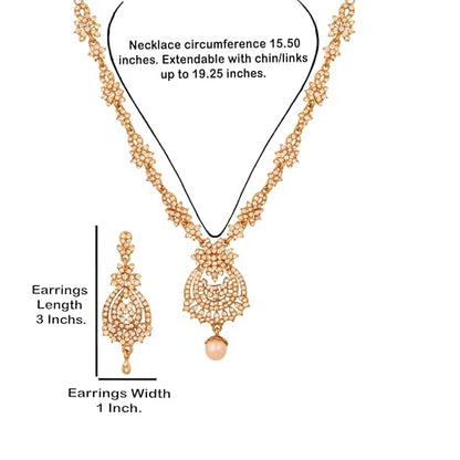 Touchstone Indian jewelry sets for women maang tikka wedding guest gold necklace bollywood jewellery set pageant elegant prom bride accessories western crystal chunky rhinestone necklaces - color: 5 White in gold plating pearl drop