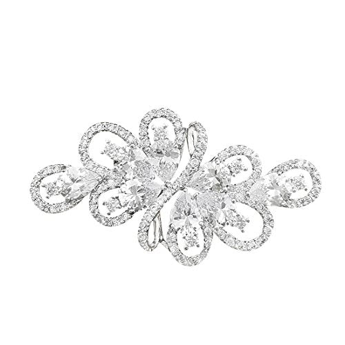 YOQUCOL Cubic Zirconia Crystal Rhinestone Wedding Brooch Pin for Women Brides Jewelry - color: A
