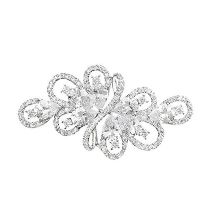 YOQUCOL Cubic Zirconia Crystal Rhinestone Wedding Brooch Pin for Women Brides Jewelry - color: A