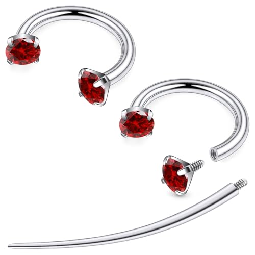 F136 Titanium 20/18/16/14g Horseshoe Nose Septum Lip Ear Rings Piercings 8/10/12mm Cartilage Helix Daith Earrings Jewelry for Women Men - color: Red, size: 14g*5/16in(8mm)