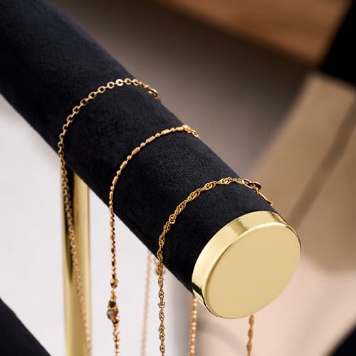 Bracelet Holder Jewelry Organizer Display - 3 Tier T Bar Velvet Stand, Black Jewelry Storage for Bracelet, Necklaces, Earrings, Rings, Watches - color: Black