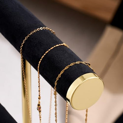 Bracelet Holder Jewelry Organizer Display - 3 Tier T Bar Velvet Stand, Black Jewelry Storage for Bracelet, Necklaces, Earrings, Rings, Watches - color: Black