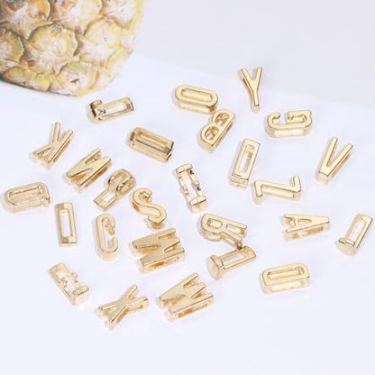 Alphabet Slide Letter Charms Initial A-Z Alphabet Beads for Flat Leather Bracelet Wristbands Necklace Pendant Keychain Mother’s Day Graduation Wedding Jewelry Making, 156PCS - color: KC Gold