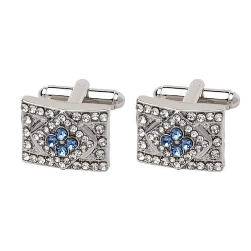 Tuxedo Studs Rhinestone Tie Clip for Men French Cuff Links Tie Bar Clip Suit Shirt Accessories for Men Wedding Business Crystal Cufflinks Necktie Clips - color: Silver-A