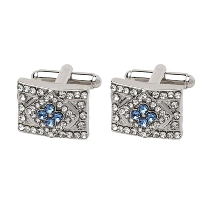 Tuxedo Studs Rhinestone Tie Clip for Men French Cuff Links Tie Bar Clip Suit Shirt Accessories for Men Wedding Business Crystal Cufflinks Necktie Clips - color: Silver-A