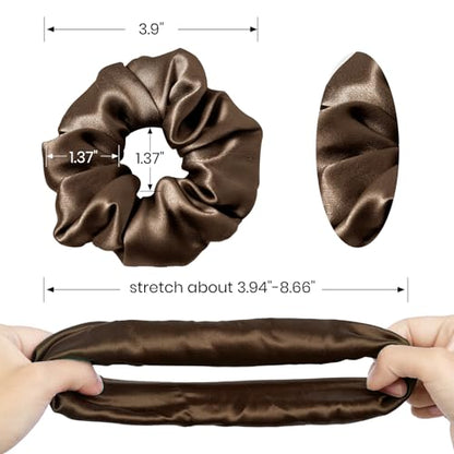 LilySilk Silk Hair Scrunchies for Frizz&Breakage Prevention, 100% Mulberry Silk Hair Ties No Damage, Elastic Silk Ponytail Holders, 1Pc, Chocolate - color: Chocolate