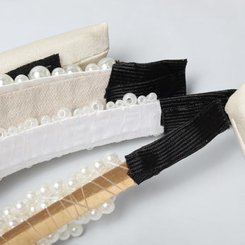 Cuizhiyu White Pearl Headbands for Women Girls Cute Pearl Dainty Headbands | Bling Faux Pearls Hairbands, Wedding Hair Accessories, Hair Hoop, Pearl Beaded Headband, White Padded Headbands,5 Pack - color: Color A