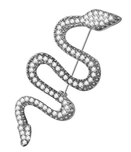 Retro Lizard Gecko Spider Animal Brooch Lapel Pin Dainty Rhinestone Crystal Brooch Costume Jewelry Accessories for Scarf Corsage - color: Snake Silver