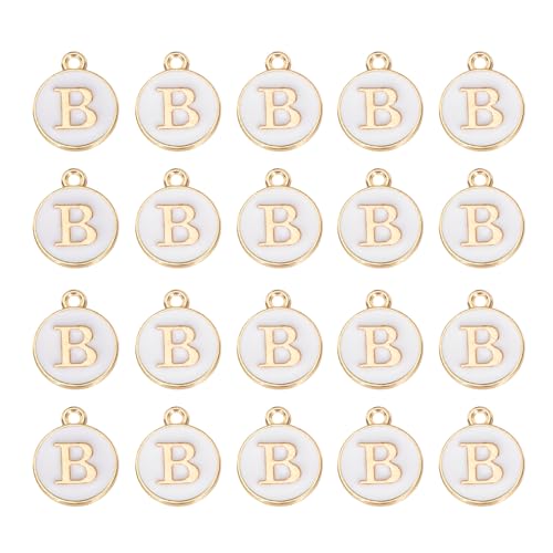 MECCANIXITY Pendants Letter Charm Initial Charm Double Sided Alphabet for DIY Necklace Bracelet Earrings Jewelry Making - style: B