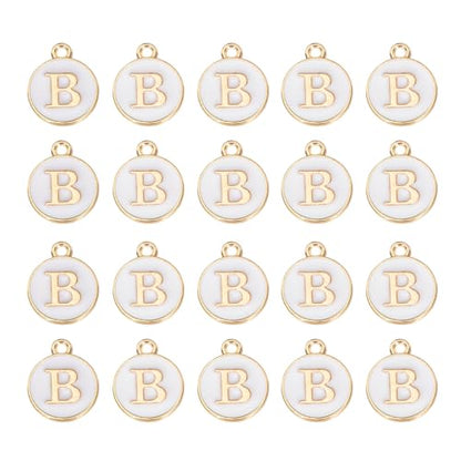 MECCANIXITY Pendants Letter Charm Initial Charm Double Sided Alphabet for DIY Necklace Bracelet Earrings Jewelry Making - style: B