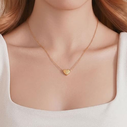 18k Gold Plated Heart Pendant Letter Necklaces for Girls Stainless Steel Initial Necklace for Women Birthday Gifts for Girls Women - color: Brushed Gold, style: Letter J