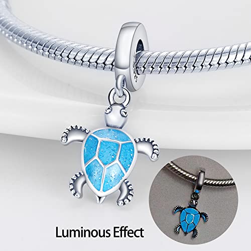 CYCUFF 925 Sterling Silver Charms Suitable for Charm Necklaces, Bracelet Pendants Beads Jewellery Gift for Women - color: Luminous Sea Turtle Charm